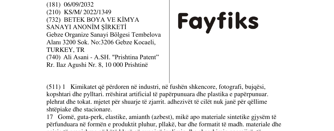 Zëri i markës Fayfiks në buletin