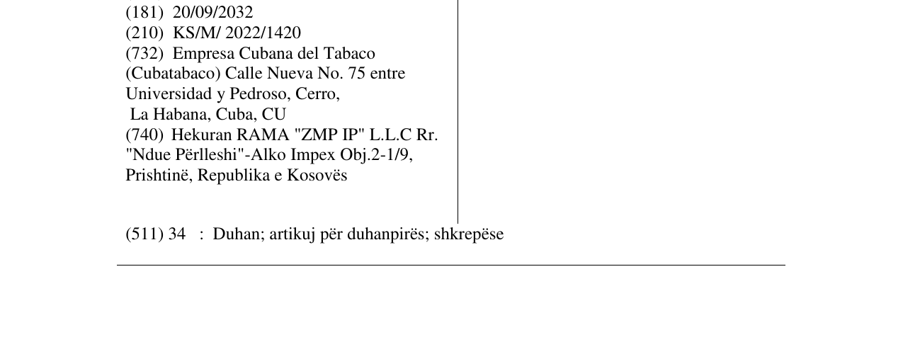 Zëri i markës HABANOS në buletin