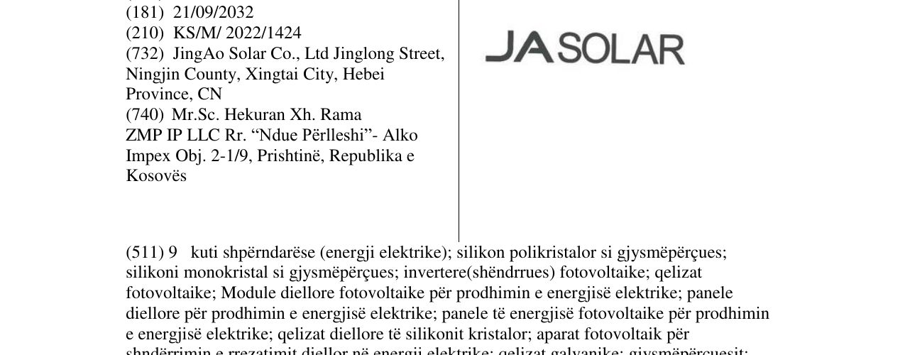 Zëri i markës JASOLAR në buletin