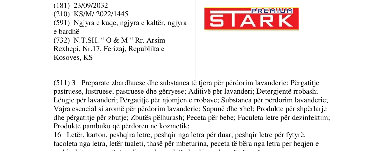Zëri i markës STARK PREMIUM në buletin