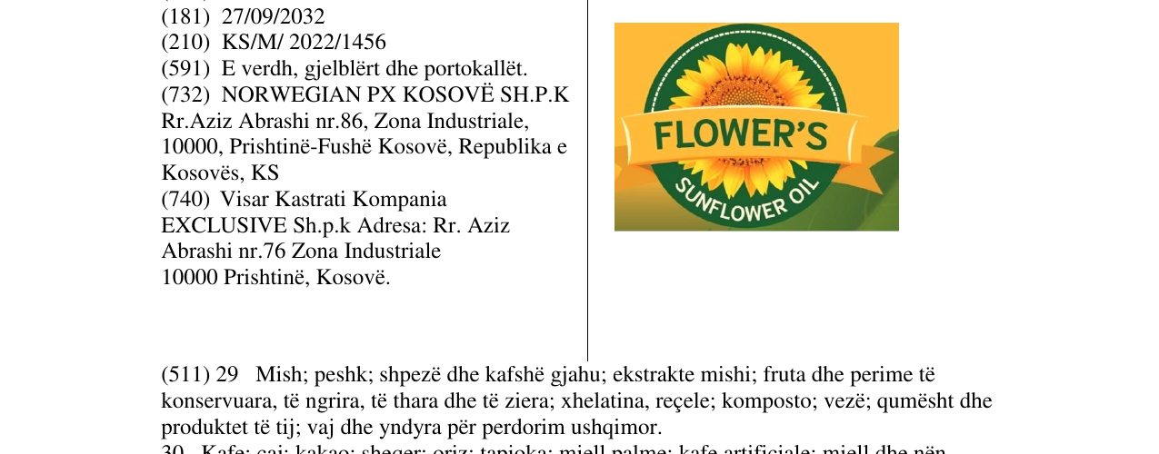 Zëri i markës FLOWER'S në buletin