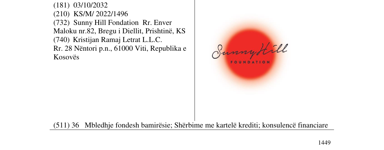 Zëri i markës SUNNY HILL FOUNDATION në buletin