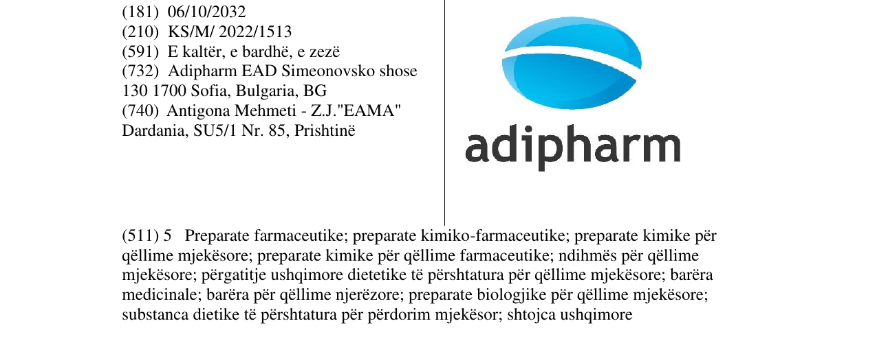 Zëri i markës adipharm në buletin