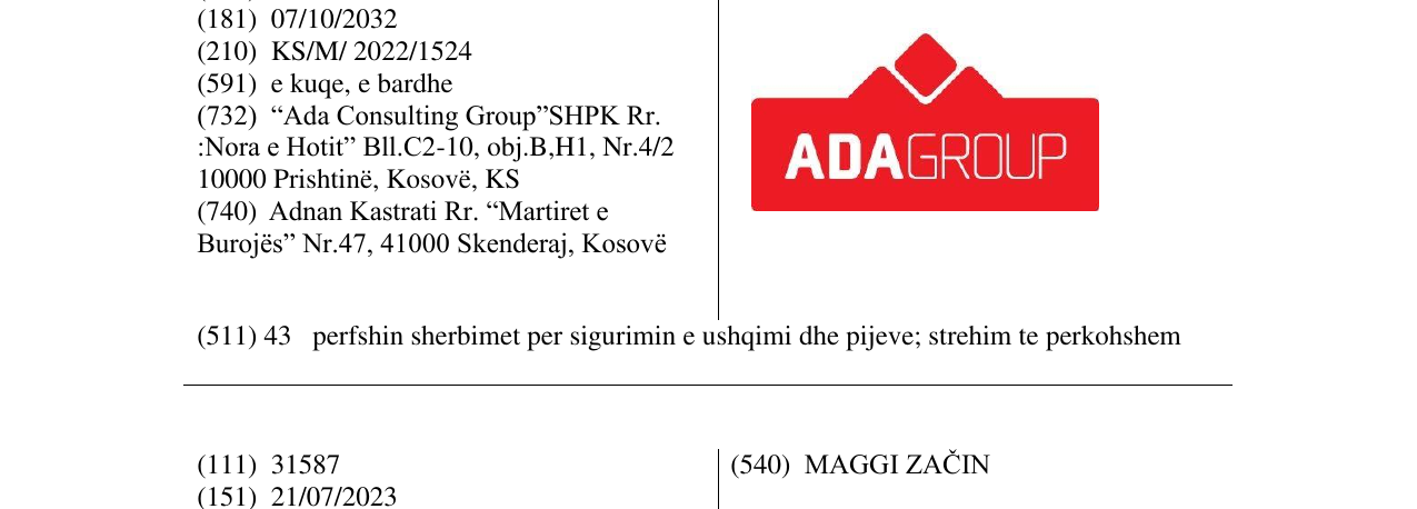 Zëri i markës ADA GROUP në buletin