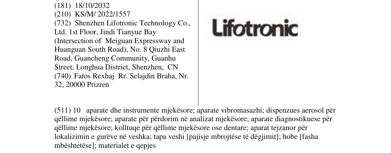 Zëri i markës Lifotronic në buletin