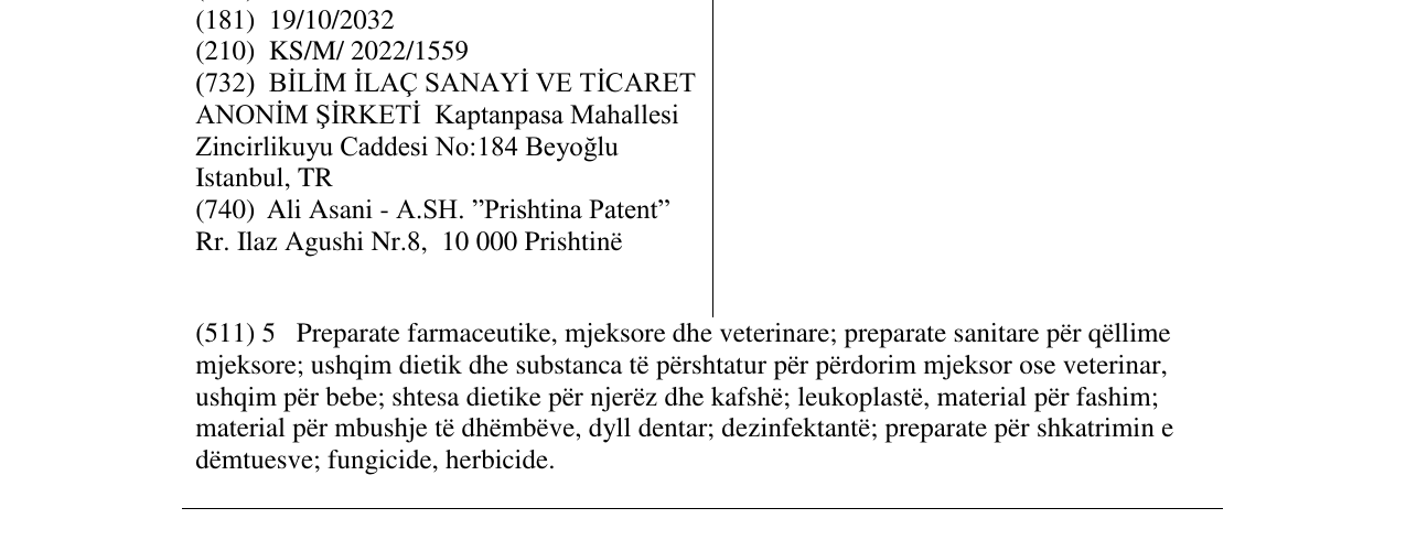 Zëri i markës ENFEXIA në buletin