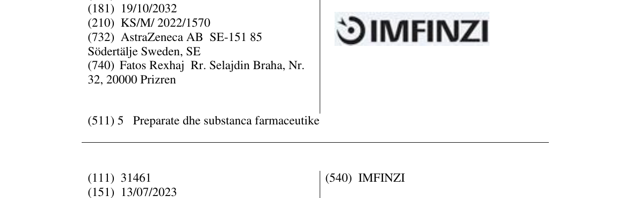 Zëri i markës IMFINZI në buletin