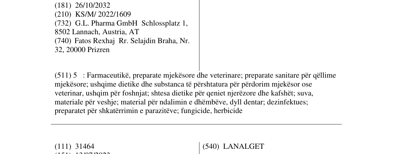 Zëri i markës DICLOVIT në buletin