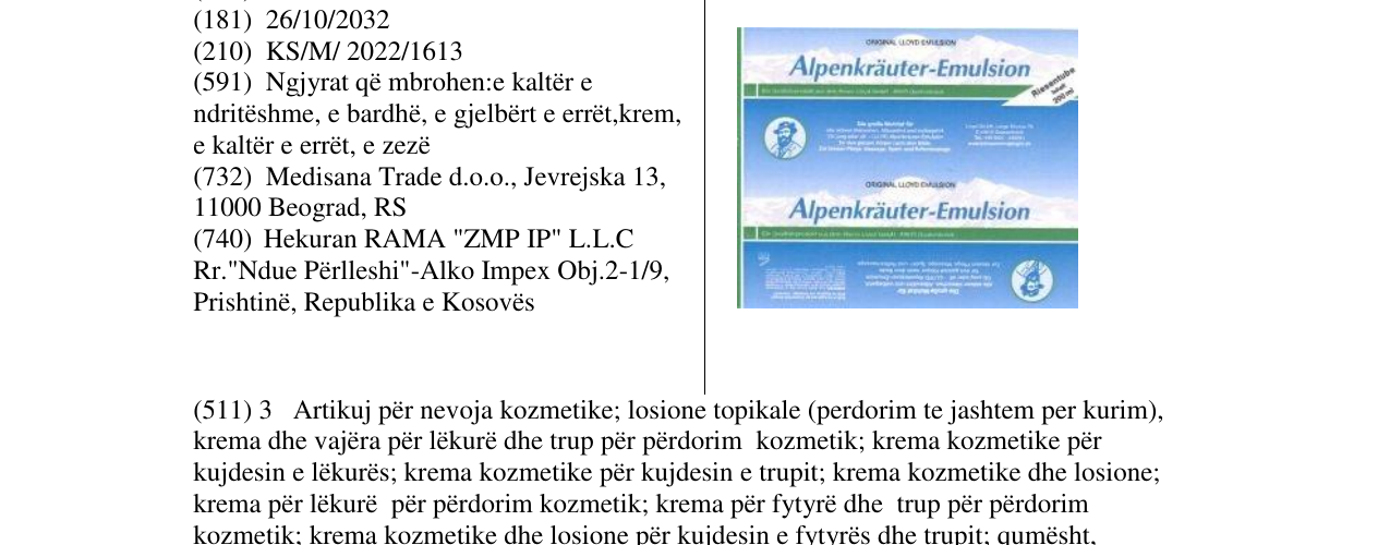 Zëri i markës Alpenkrauter-Emulsion në buletin