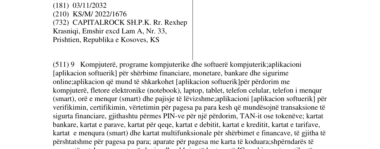 Zëri i markës CAPITALROCK në buletin