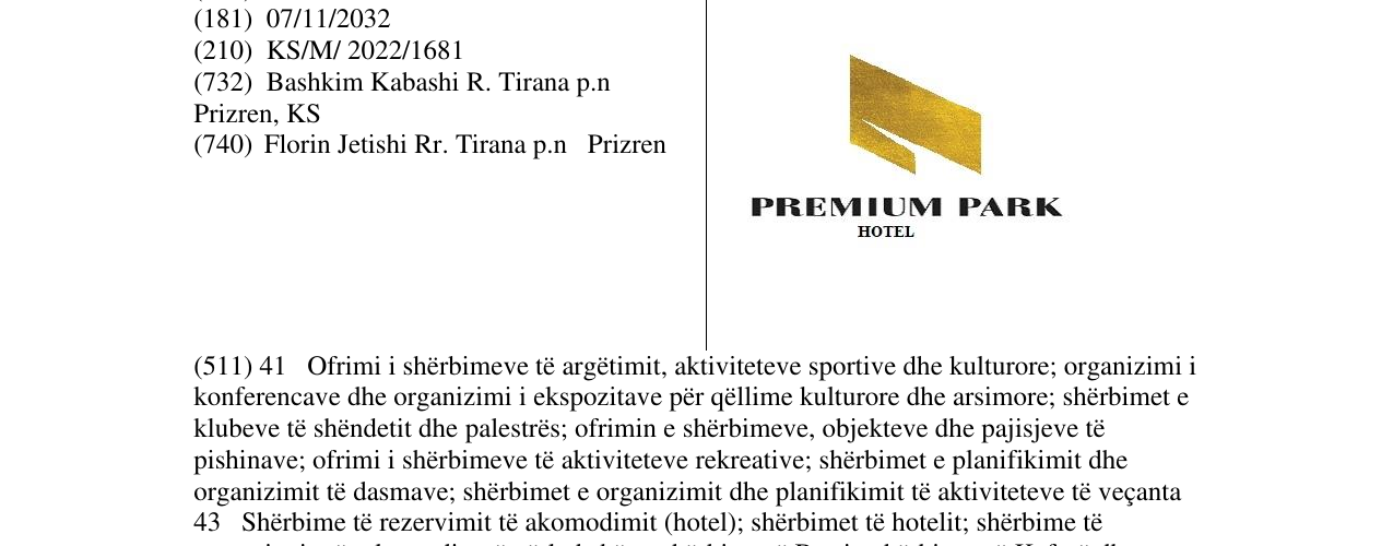 Zëri i markës PREMIUM PARK HOTEL në buletin