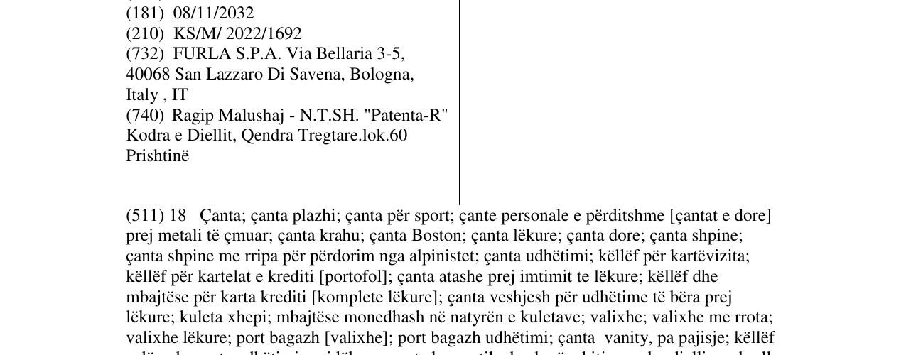 Zëri i markës FURLA në buletin