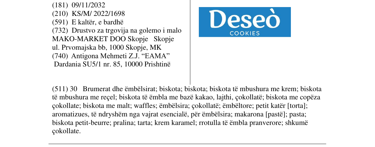 Zëri i markës Deseo në buletin