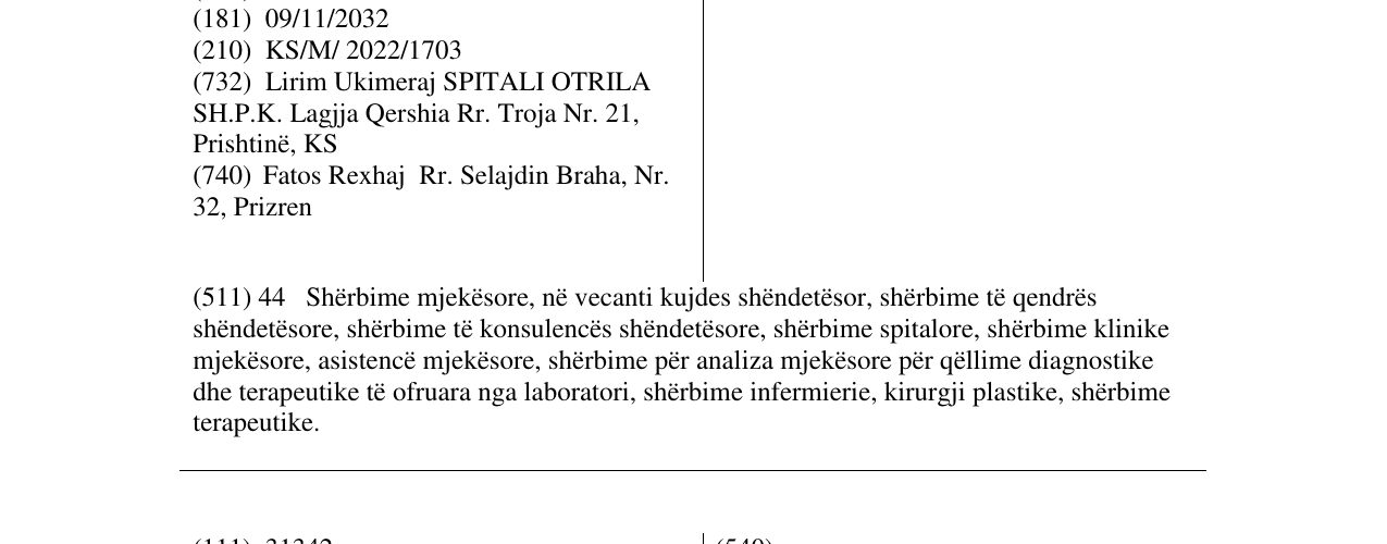 Zëri i markës OTRILA në buletin