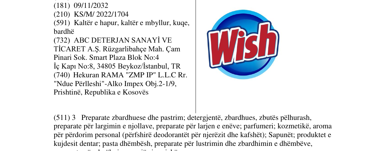 Zëri i markës Wish në buletin