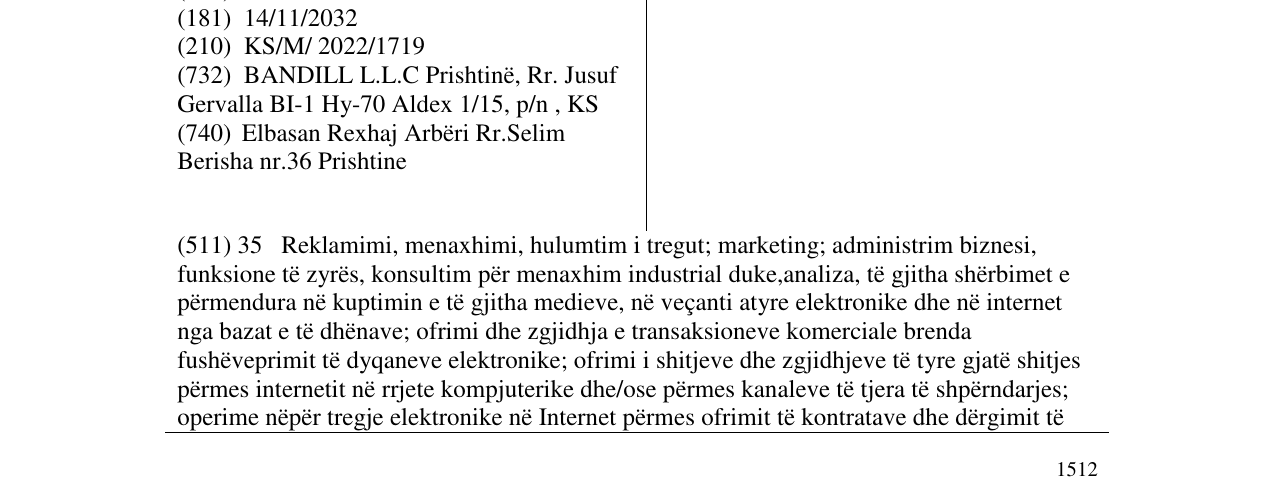 Zëri i markës BANDILL në buletin