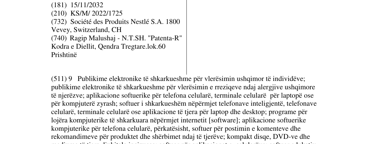 Zëri i markës NESTLÉ në buletin