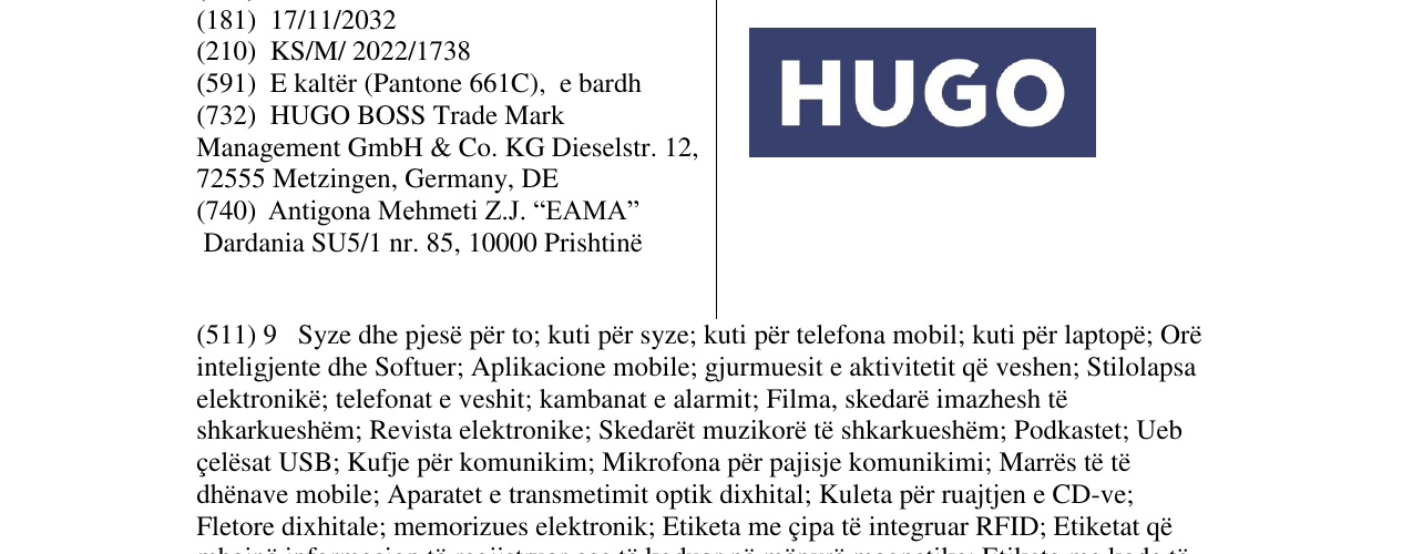 Zëri i markës hugo në buletin