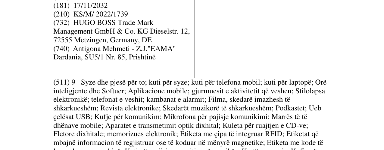 Zëri i markës HUGO RED në buletin