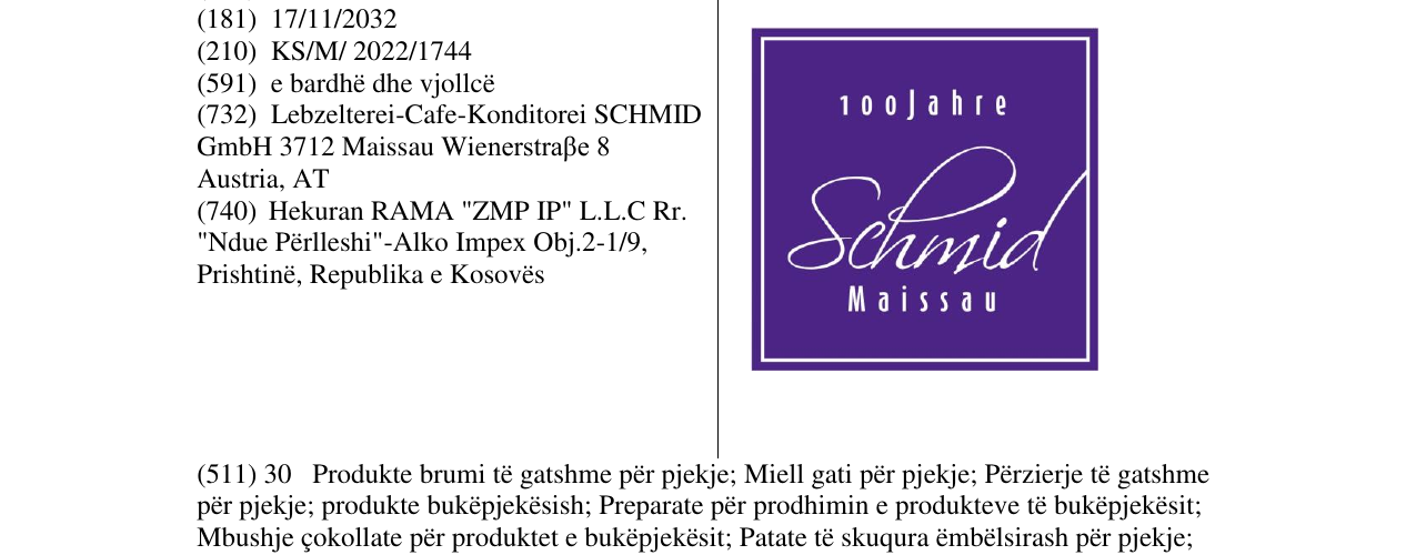 Zëri i markës Schmid në buletin