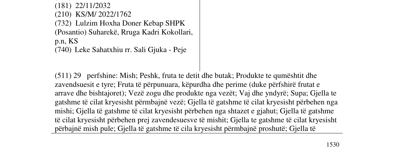 Zëri i markës POSANTIO në buletin