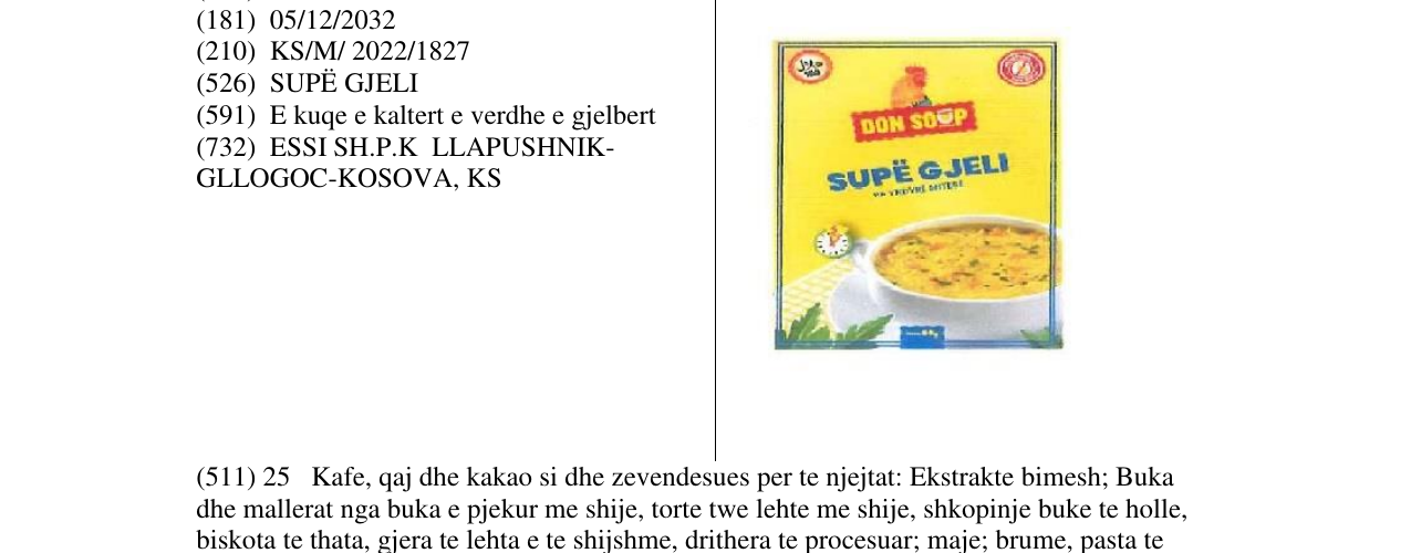 Zëri i markës DON SOUP në buletin