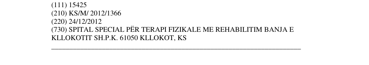 Zëri i markës Banja e Kllokotit në buletin