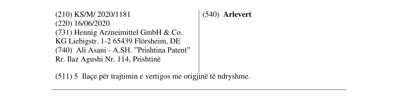 Zëri i markës Arlevert në buletin