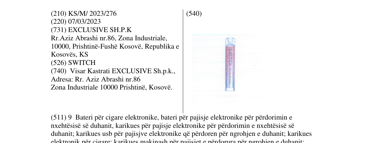 Zëri i markës SWITCH në buletin