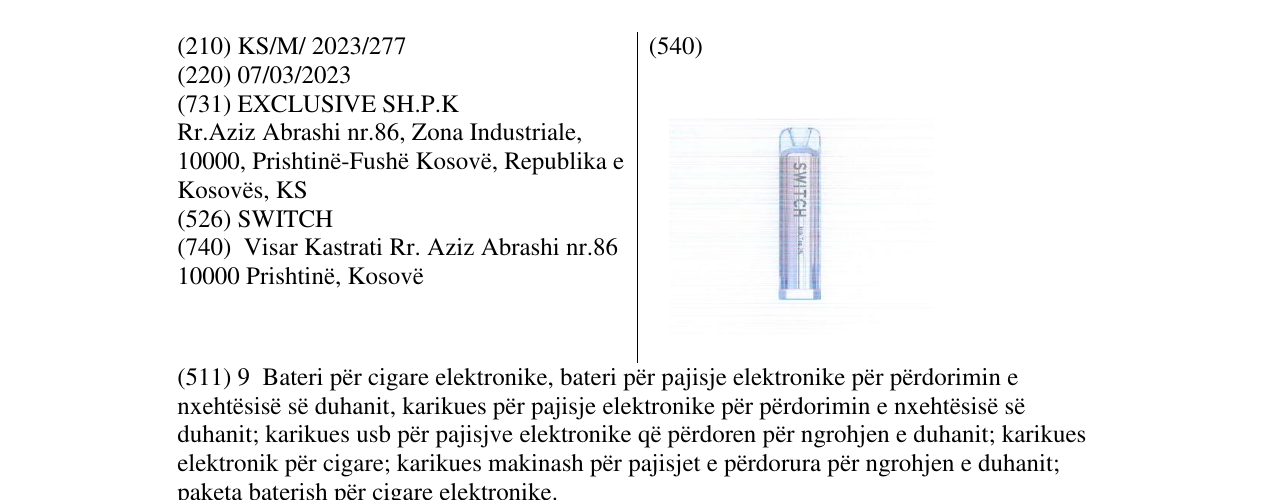 Zëri i markës SWITCH në buletin