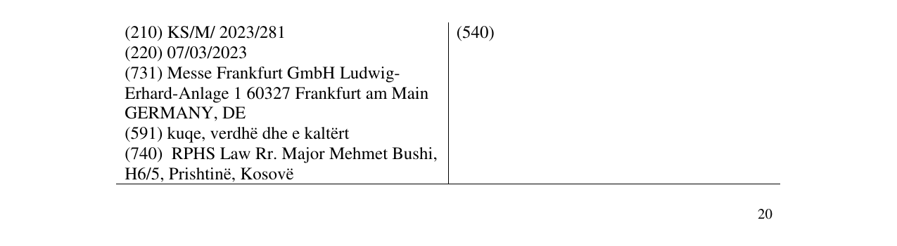 Zëri i markës MESSE në buletin
