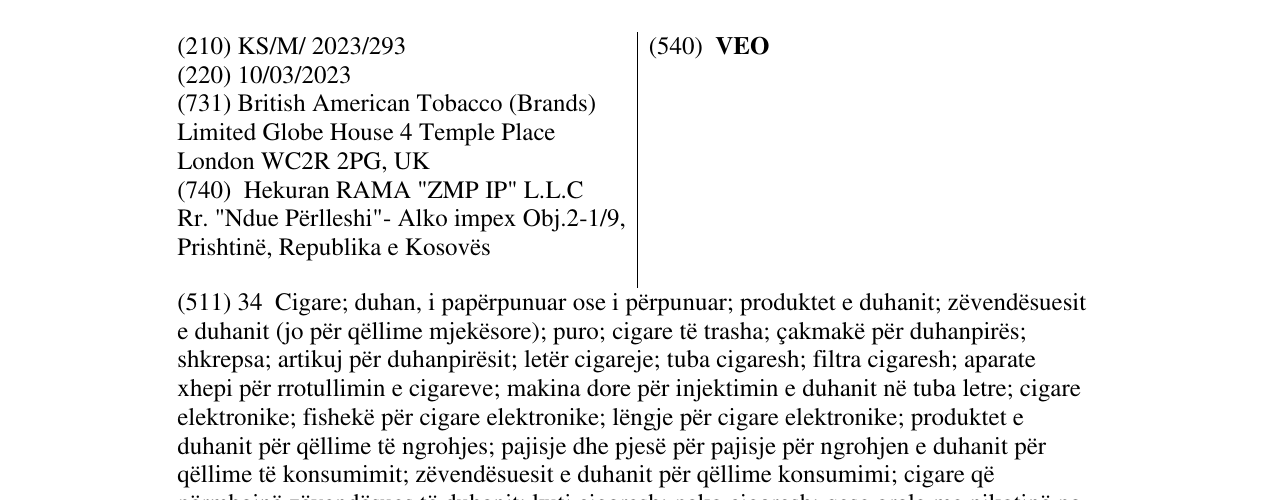 Zëri i markës VEO në buletin