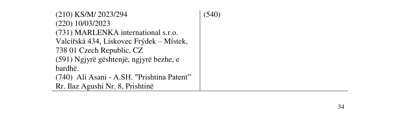 Zëri i markës marlenka në buletin