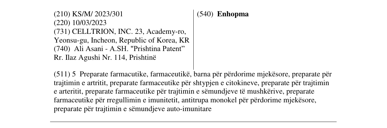 Zëri i markës Enhopma në buletin