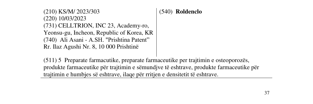 Zëri i markës Roldenclo në buletin
