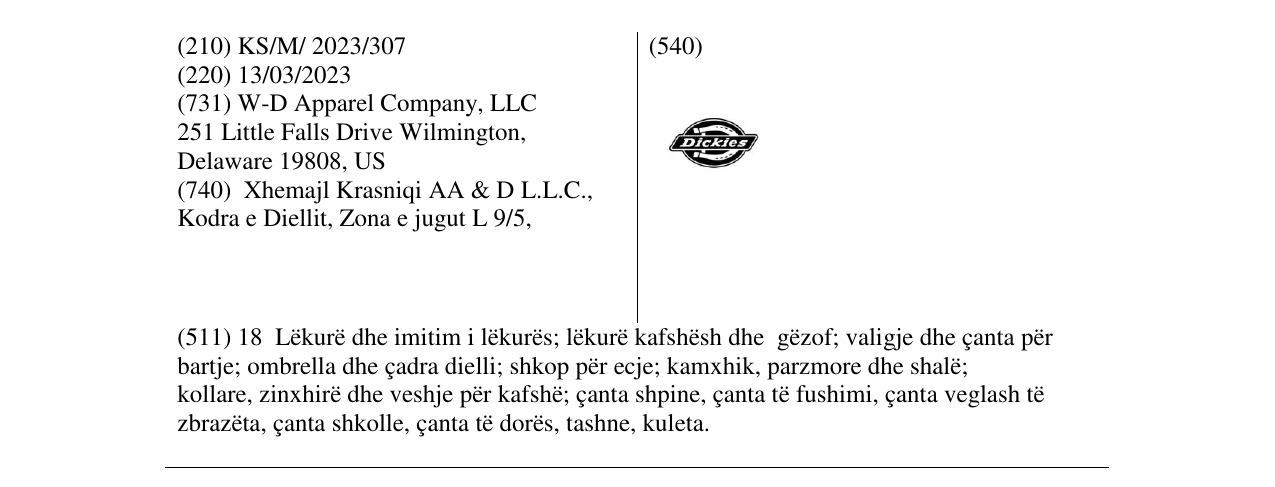 Zëri i markës Dickies në buletin