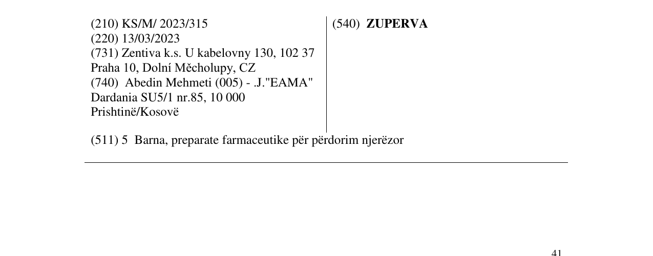 Zëri i markës ZUPERVA në buletin