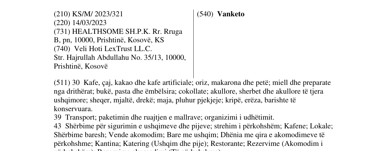 Zëri i markës Vanketo në buletin