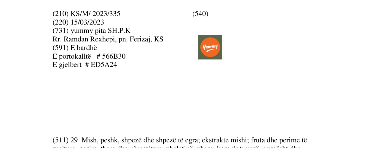 Zëri i markës YUMMY në buletin