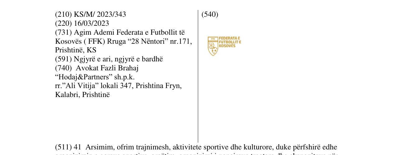 Zëri i markës FFK në buletin