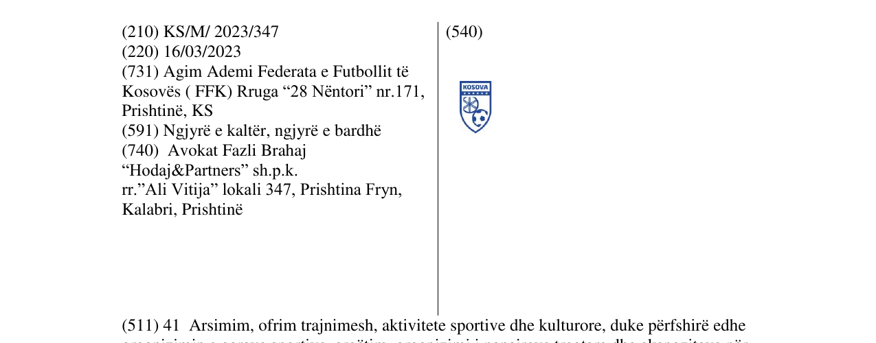 Zëri i markës FFK KOSOVA në buletin