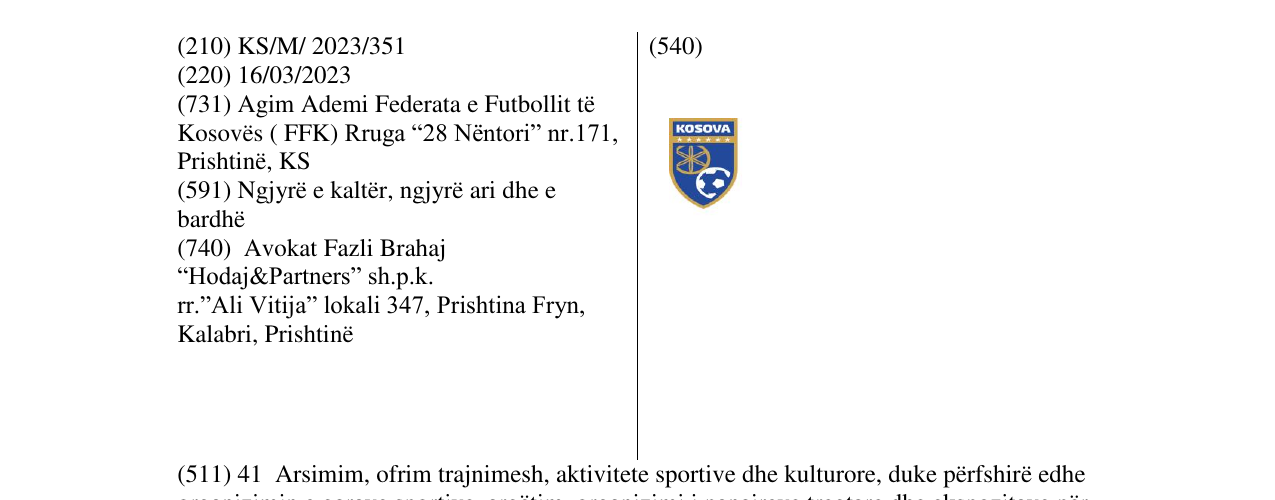 Zëri i markës FFK KOSOVA në buletin