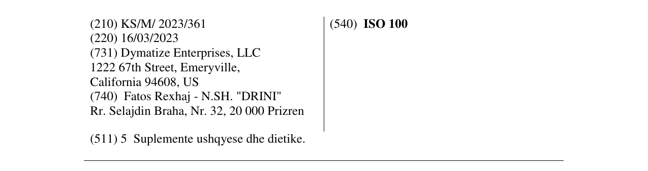 Zëri i markës ISO 100 në buletin