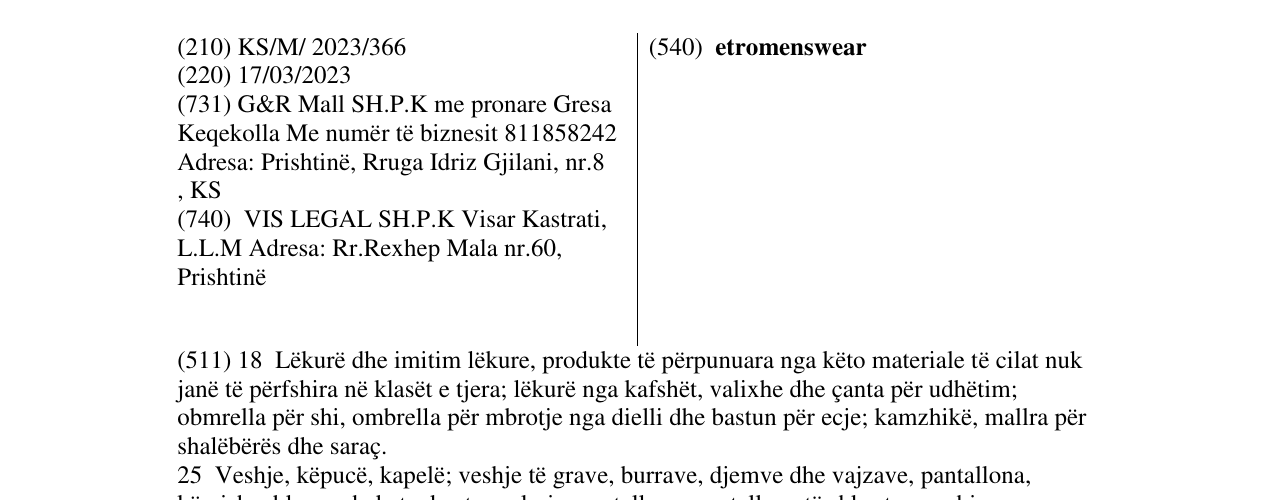 Zëri i markës etromenswear në buletin