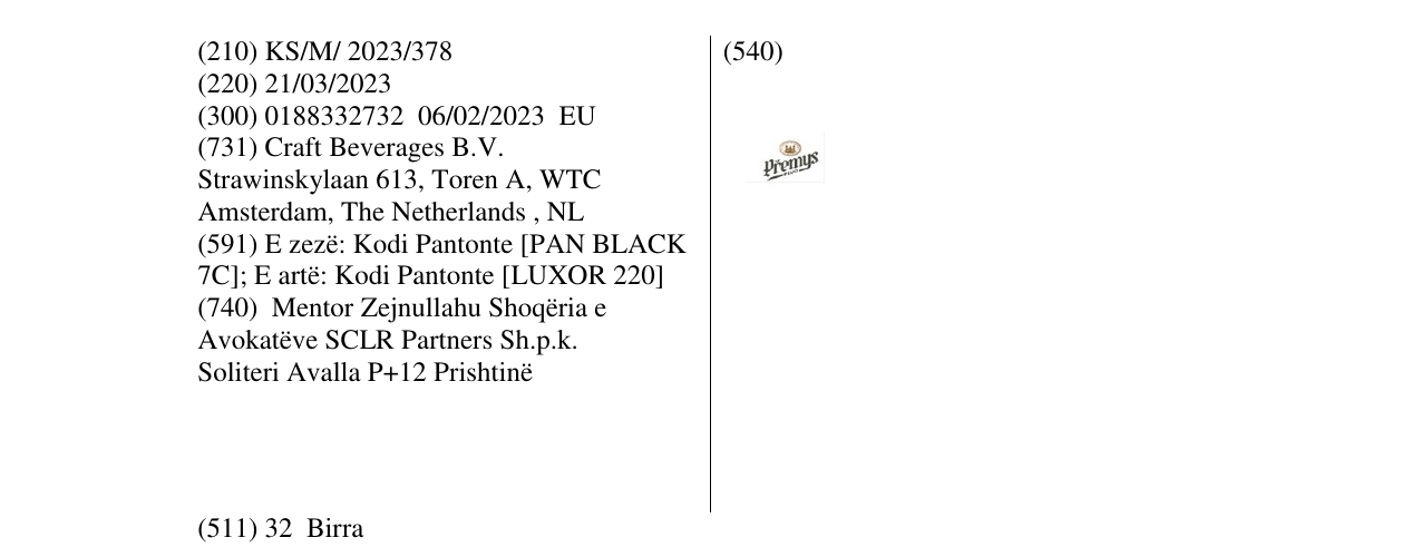Zëri i markës PREMYS pivo në buletin