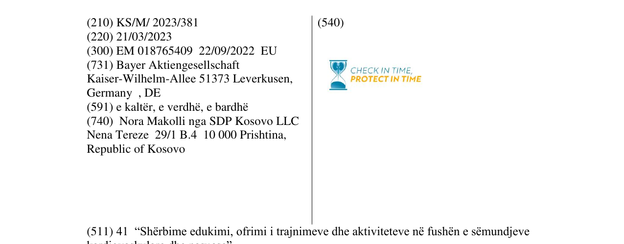 Zëri i markës check in time protect in time në buletin