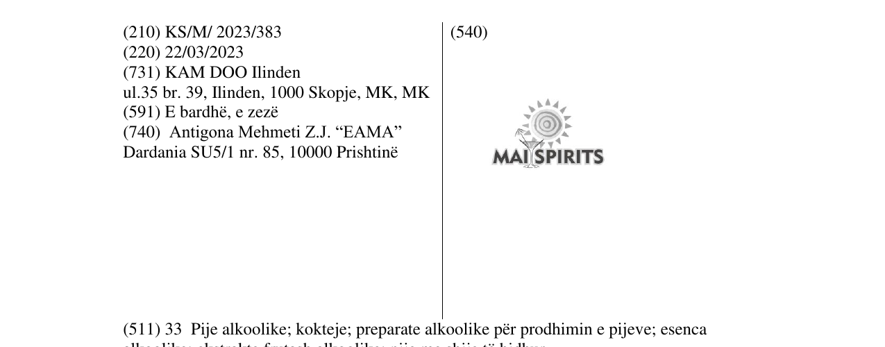 Zëri i markës MAISPIRITS në buletin