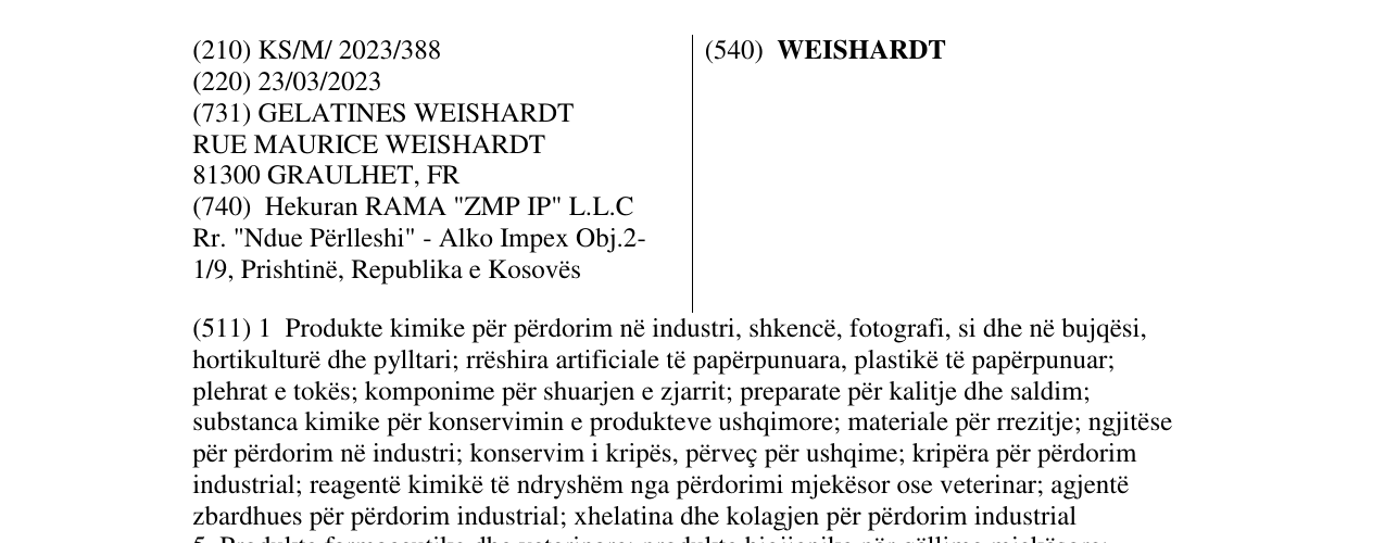 Zëri i markës WEISHARDT në buletin