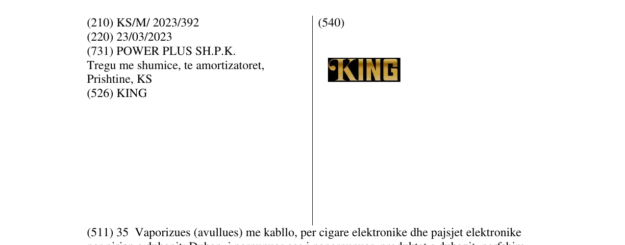Zëri i markës KING në buletin