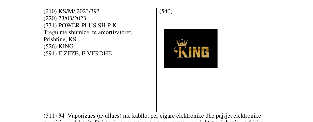 Zëri i markës KING në buletin